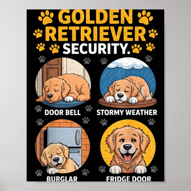 Goldens Tee Golden Retriever Sicherheit Lustig  Poster (Vorne)
