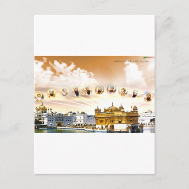 GOLDENTEMPEL MIT DEM SIKH GURUS POSTKARTE (Vorderseite)