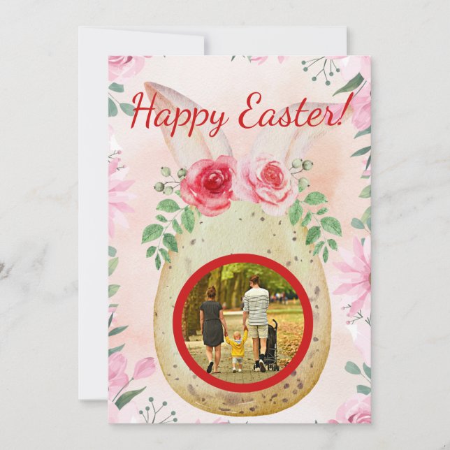 Golder Easter egg with photo Einladung (Vorderseite)