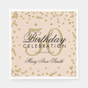 Golderröten 50. Geburtstags-GlitzerConfetti Rosa Serviette