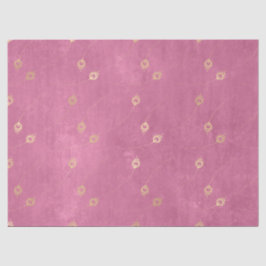 Goldes Abstraktes Auge der Pfauenfedern auf Rosa Seidenpapier