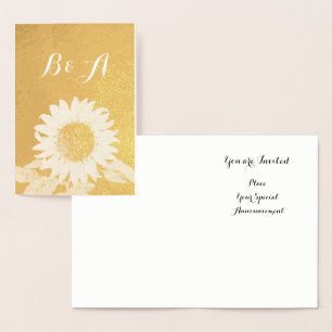 GOLDETE SONNENBLUME RUSTIKALE SOMMERHOCHZEIT MONOG FOLIENKARTE
