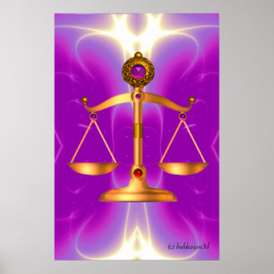 GOLDETE WAAGEN DES GESETZES MIT EDDELSTEINEN, Symb Poster