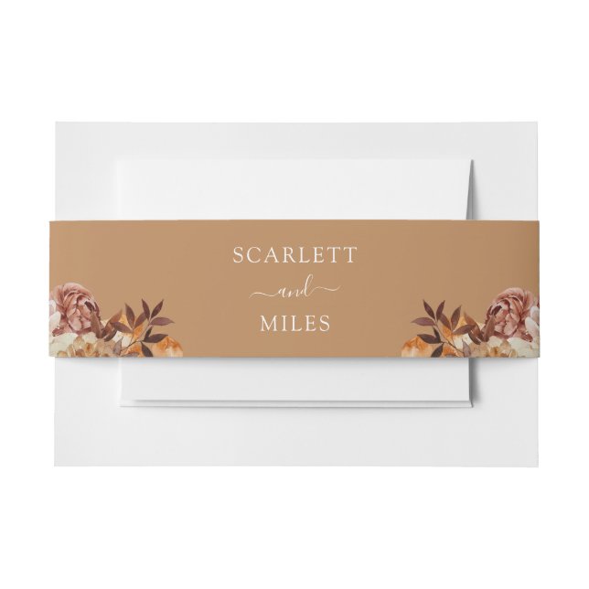 Goldfall Wasserfarbe Botanicals Hochzeit Einladung Einladungsbanderole (Vorderseite Beispiel)