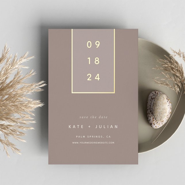 Goldfallen | Moderne Minimal Foil Save the Date Ca Folieneinladung (Von Creator hochgeladen)