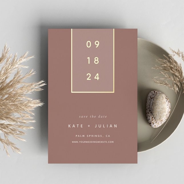 Goldfallen | Moderne Minimal Foil Save the Date Ca Folieneinladung (Von Creator hochgeladen)