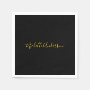 Goldfarbe Schwarz Modern Minimalistisch Handgeschr Serviette