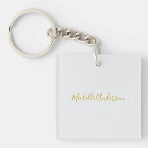 Goldfarben Modern Minimalistisch Handgeschriebener Schlüsselanhänger