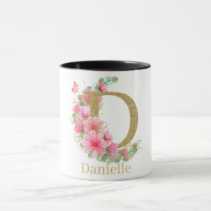 Goldfarben-Monogramm-Buchstaben D Tasse