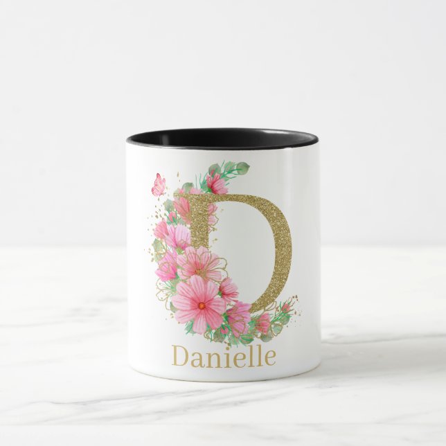 Goldfarben-Monogramm-Buchstaben D Tasse (Zentrum)