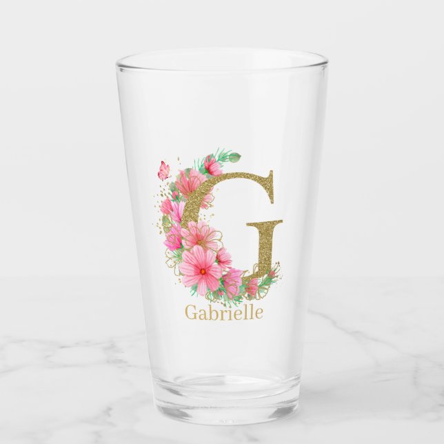 Goldfarben-Monogramm-Buchstaben G Glas (Vorderseite)