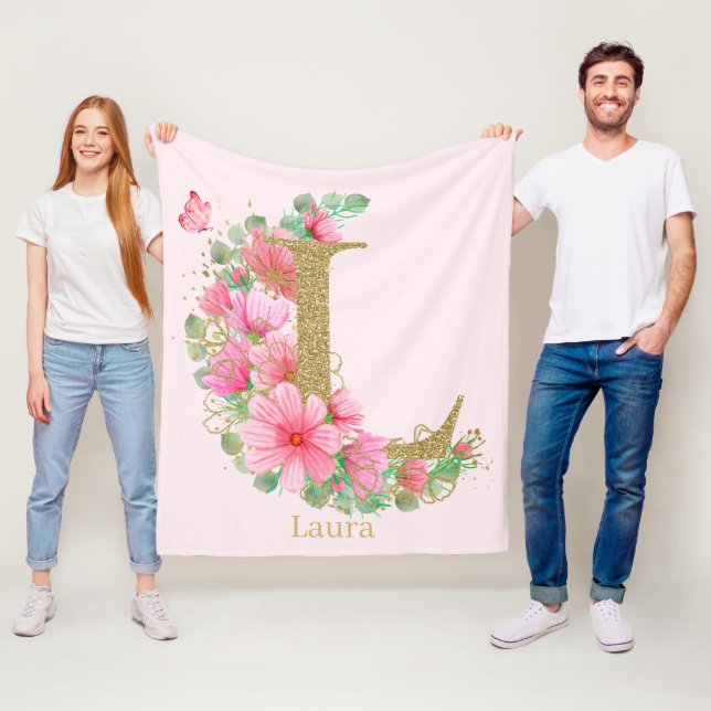 Goldfarben-Monogramm-Buchstaben L Fleecedecke (Beispiel)