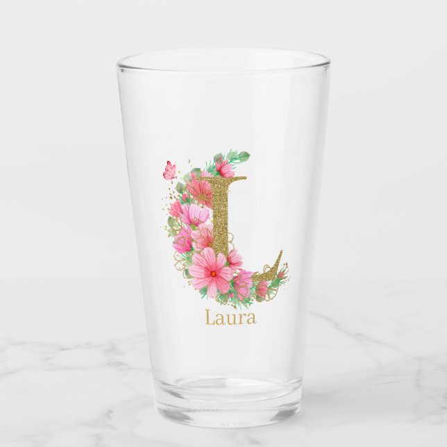Goldfarben-Monogramm-Buchstaben L Glas (Vorderseite)