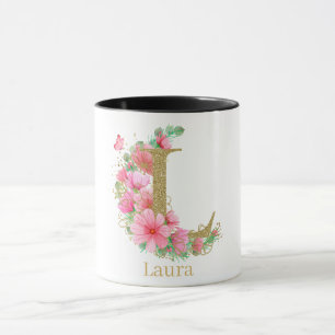 Goldfarben-Monogramm-Buchstaben L Tasse