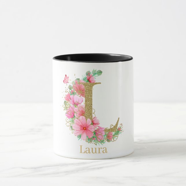 Goldfarben-Monogramm-Buchstaben L Tasse (Zentrum)