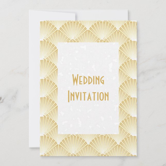 Goldfarbene Art Deco Design Hochzeit Einladung (Vorderseite)
