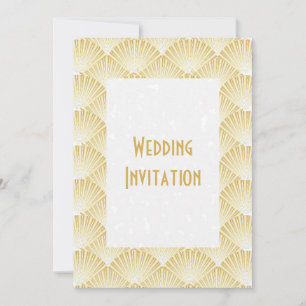 Goldfarbene Art Deco Hochzeit Einladung