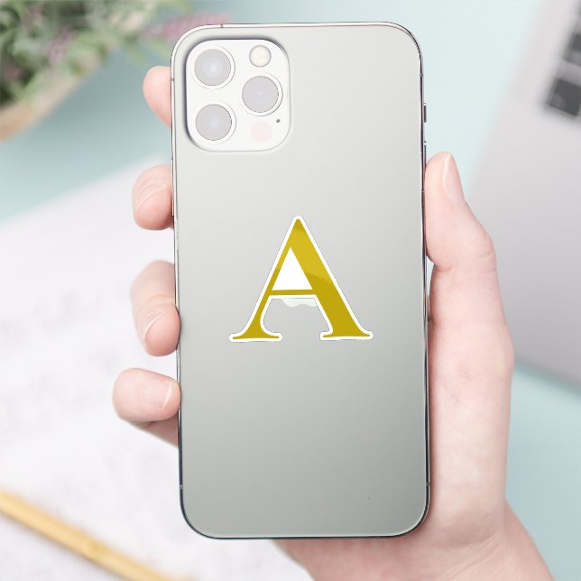 Goldfarbene benutzerdefinierte Monogramm-Anfangsbu Aufkleber (Telefon)