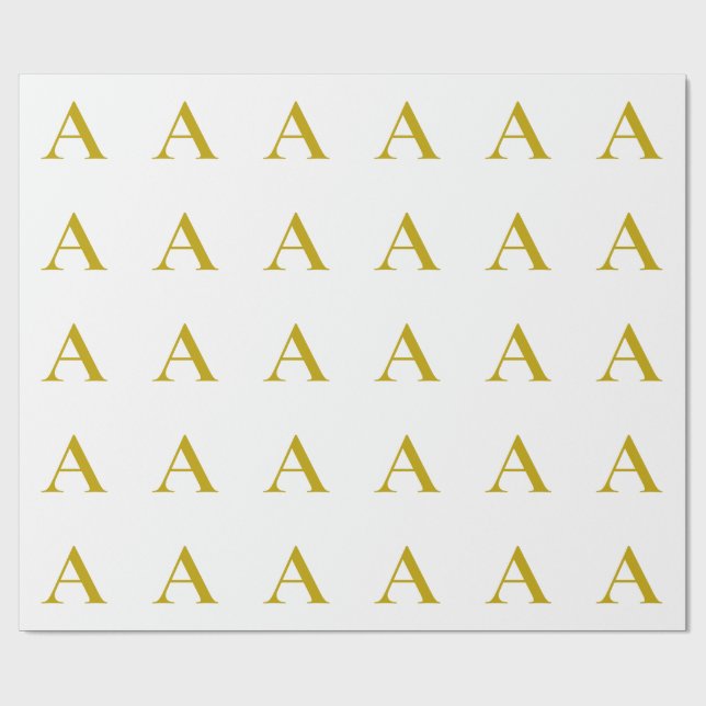 Goldfarbene benutzerdefinierte Monogramm Anfangsbu Geschenkpapier (Flach)