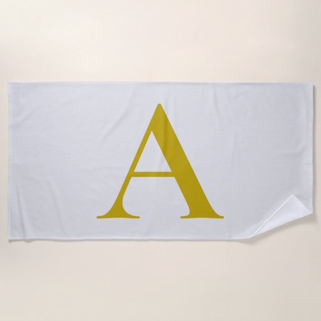 Goldfarbene benutzerdefinierte Monogramm Anfangsbu Strandtuch (Vorderseite)