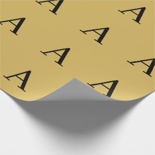 Goldfarbene einfache Monogramm-Initialen mit Namen Geschenkpapier