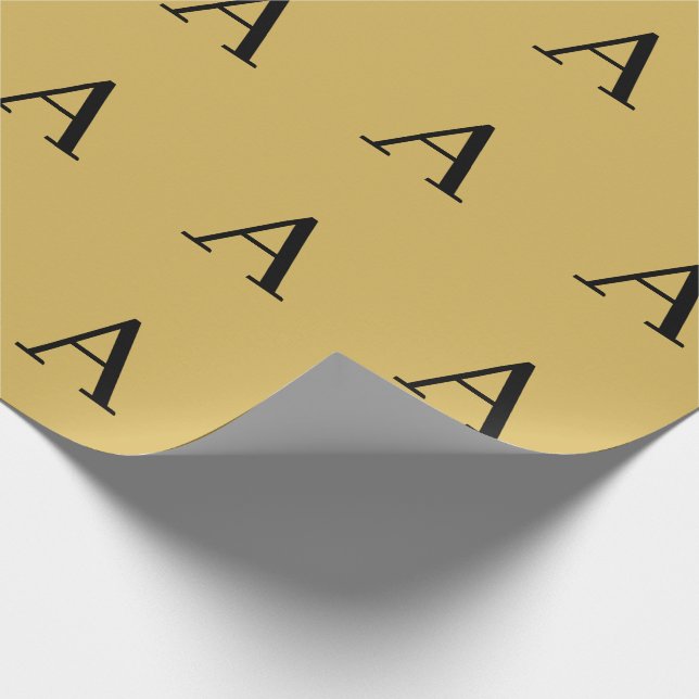 Goldfarbene einfache Monogramm-Initialen mit Namen Geschenkpapier (Ecke)