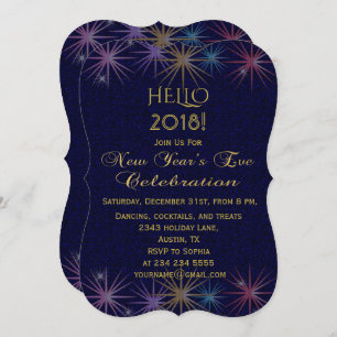 Goldfarbene Feuerwerke - Silvesterabend Einladung