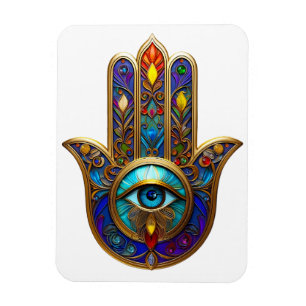 Goldfarbene Hamsa Türkis Saphir Drittes Auge Magnet