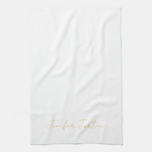 Goldfarbene Kalligrafie Elegant Schlicht Einfacher Geschirrtuch