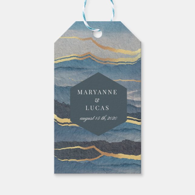 goldfarbene Landschaft Hochzeitsgeschenk Geschenkanhänger (Vorderseite)