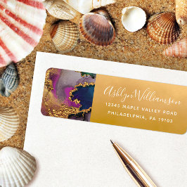 Goldfarbene lila blaue Marmoradresse