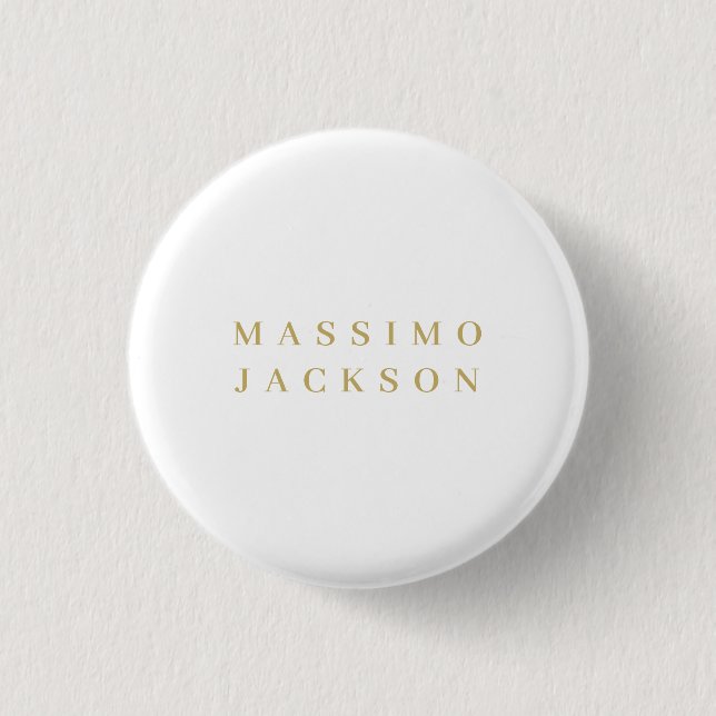 Goldfarbene minimalistische professionelle Serifen Button (Vorderseite)