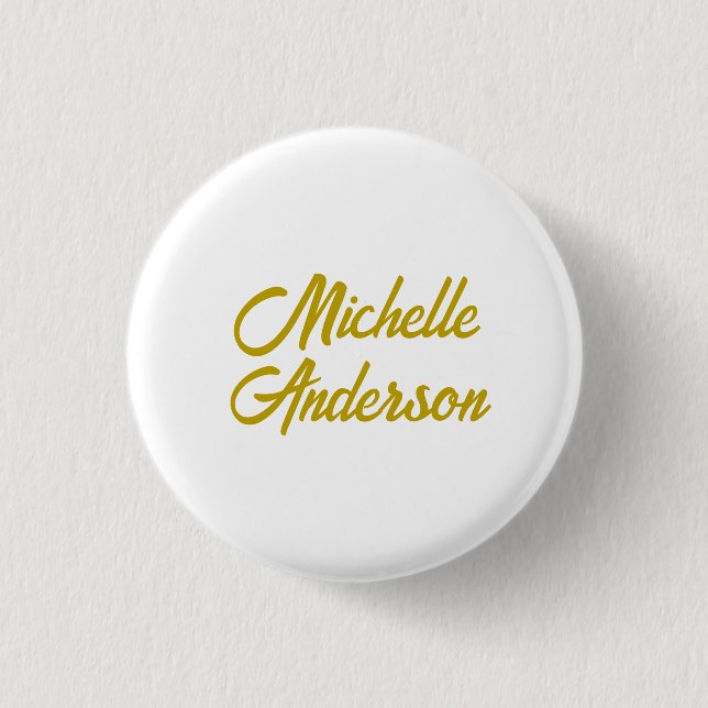 Goldfarbene moderne minimalistische Handschrift Na Button (Vorderseite)