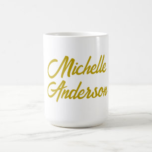 Goldfarbene moderne minimalistische Handschrift Na Kaffeetasse