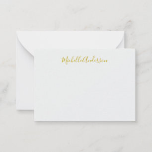 Goldfarbene moderne minimalistische Handschrift Na Mitteilungskarte