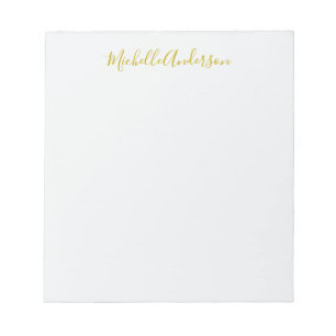 Goldfarbene moderne minimalistische Handschrift Na Notizblock