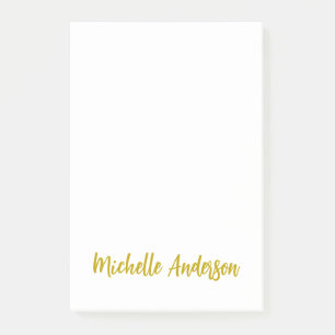Goldfarbene moderne minimalistische Name Post-it Klebezettel