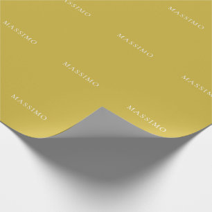 Goldfarbene moderne minimalistische Namenstext Geschenkpapier