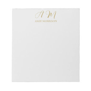Goldfarbene Monogramm-Initiale Name Kalligrafie Notizblock