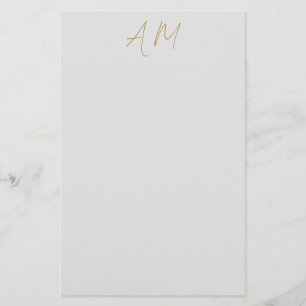 Goldfarbene Monogramm-Initialen Kalligrafie Pro Briefpapier