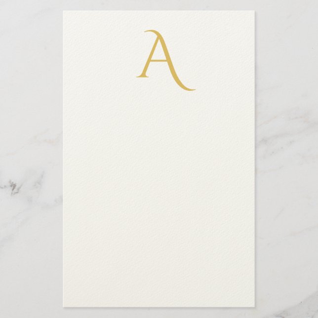 Goldfarbene Monogramm-Initialen Professionell Weiß Briefpapier (Vorderseite)