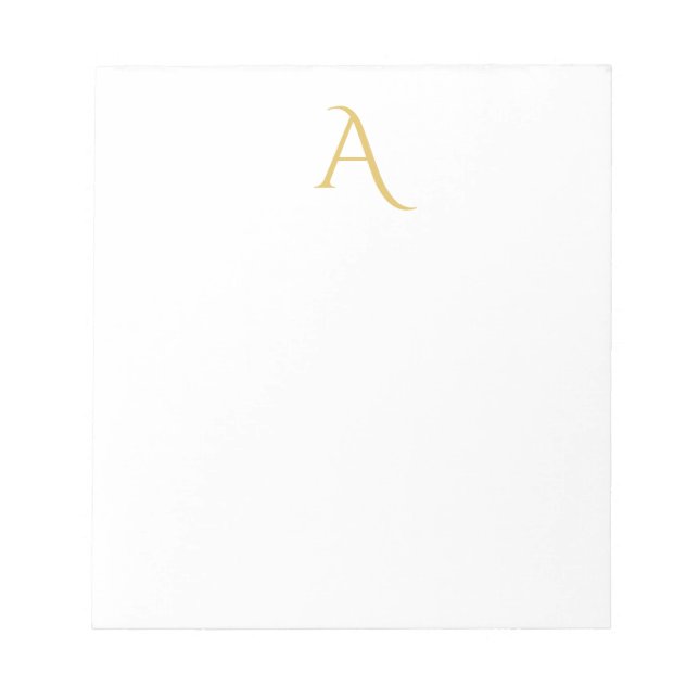 Goldfarbene Monogramm-Initialen Professionell Weiß Notizblock (Vorderseite)