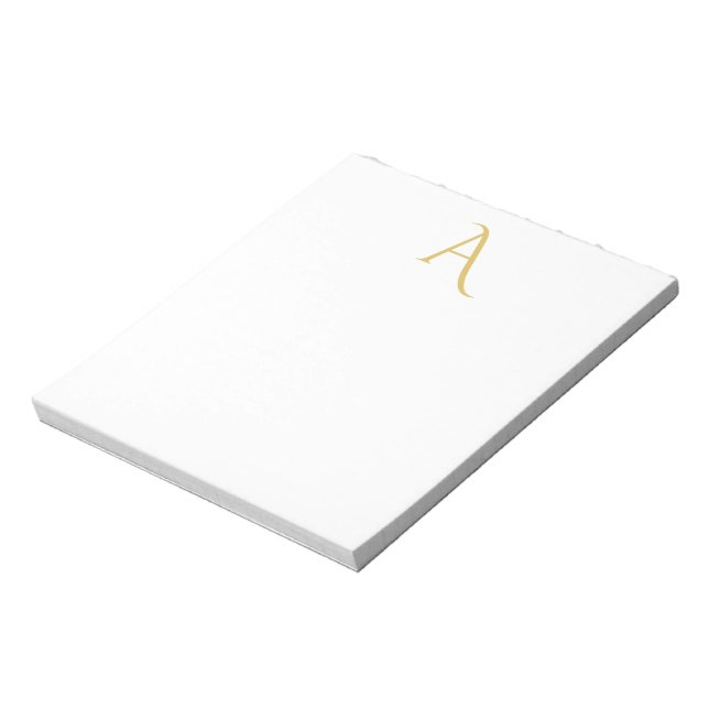 Goldfarbene Monogramm-Initialen Professionell Weiß Notizblock (Rotiert)