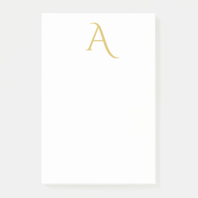 Goldfarbene Monogramm-Initialen Professionell Weiß Post-it Klebezettel (Vorderseite)