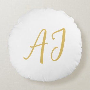 Goldfarbene Monogramm-Klassische Profi-Anfangsbuch Rundes Kissen
