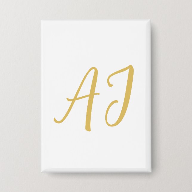 Goldfarbene Monogramm-Klassische Profi-Initiale Button (Vorderseite)