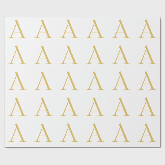 Goldfarbene Monogramm-Professionelle Anpassung Geschenkpapier (Flach)