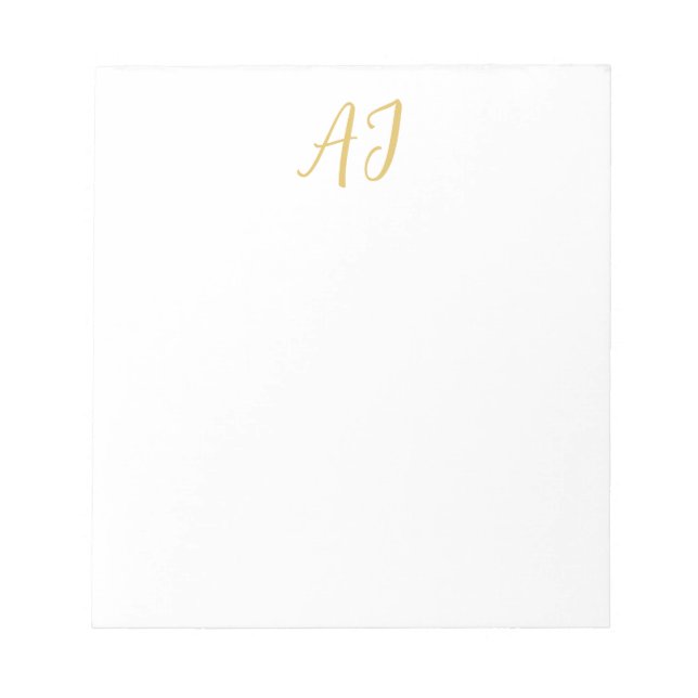 Goldfarbene Monogramm Professionelle Klassische In Notizblock (Vorderseite)