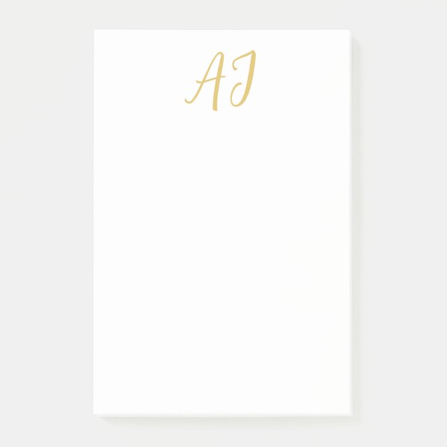 Goldfarbene Monogramm Professionelle Klassische In Post-it Klebezettel (Vorderseite)