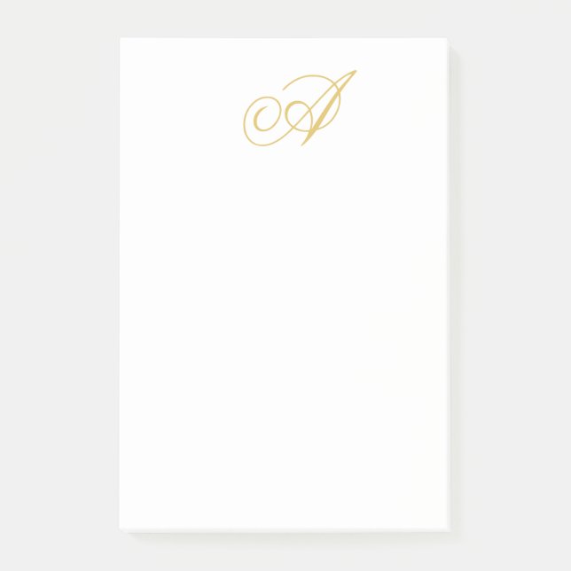 Goldfarbene Monogramm Professionelle Klassische In Post-it Klebezettel (Vorderseite)